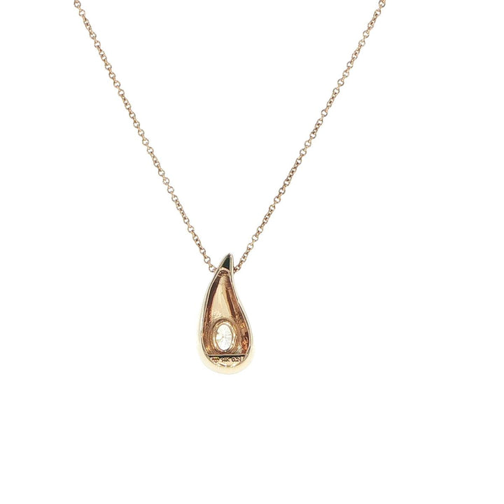 14K Yellow Gold Oval Diamond Teardrop Necklace