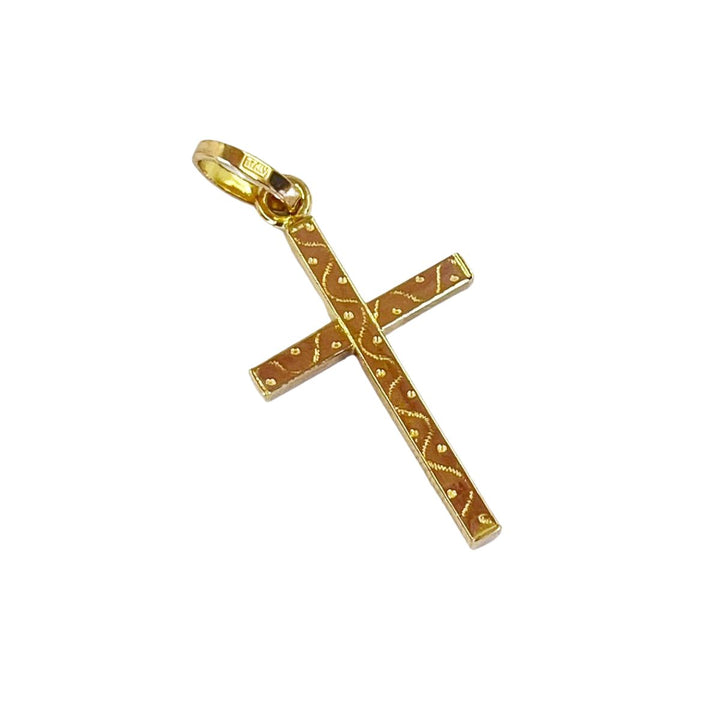 Engraved 14K Gold Cross Pendant