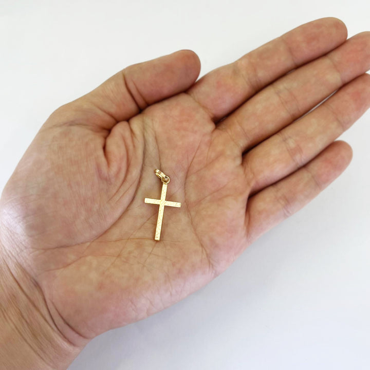 Engraved 14K Gold Cross Pendant
