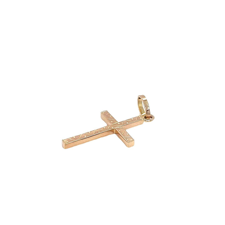 Engraved 14K Gold Cross Pendant