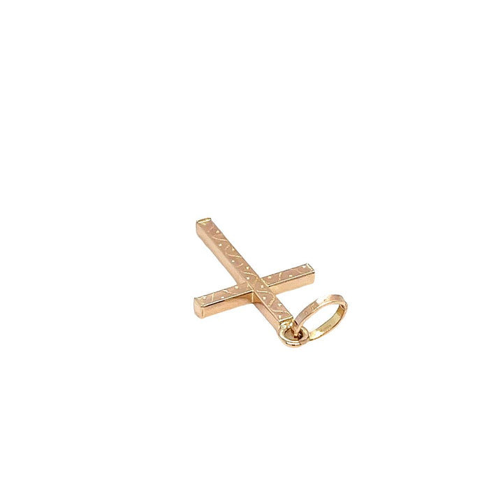Engraved 14K Gold Cross Pendant