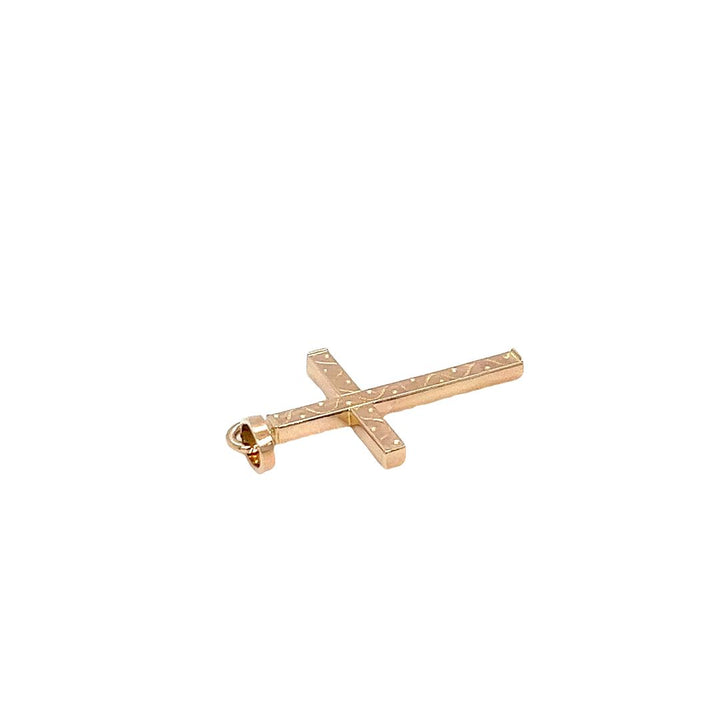 Engraved 14K Gold Cross Pendant