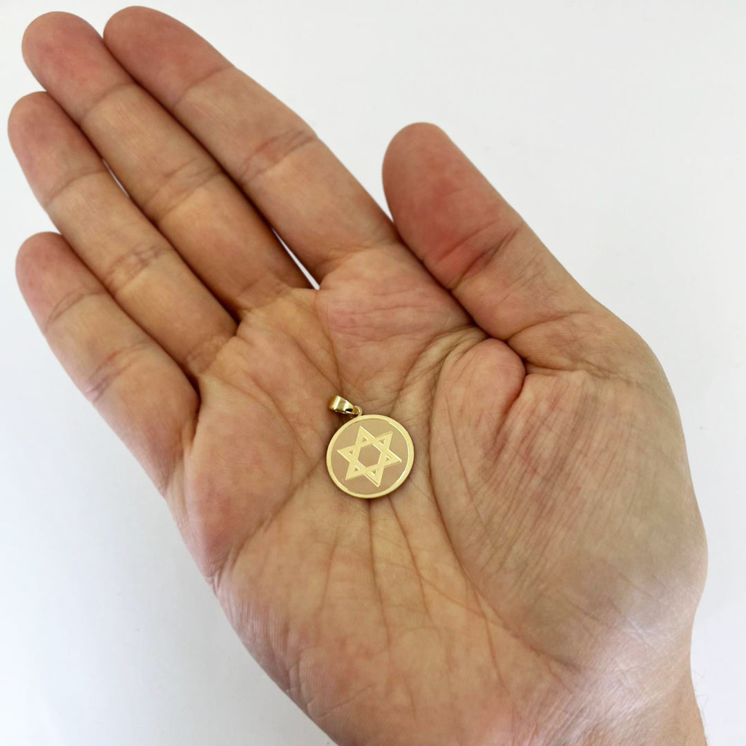 14K Yellow Gold Jewish Star Pendant Charm