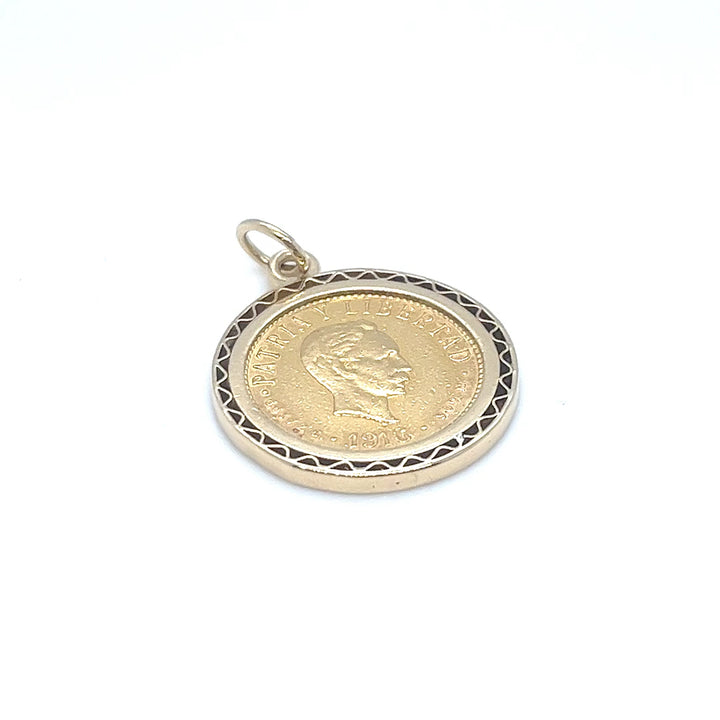 22K Gold Cuatro Pesos Cuban Coin 18K Yellow Gold Bezel Setting