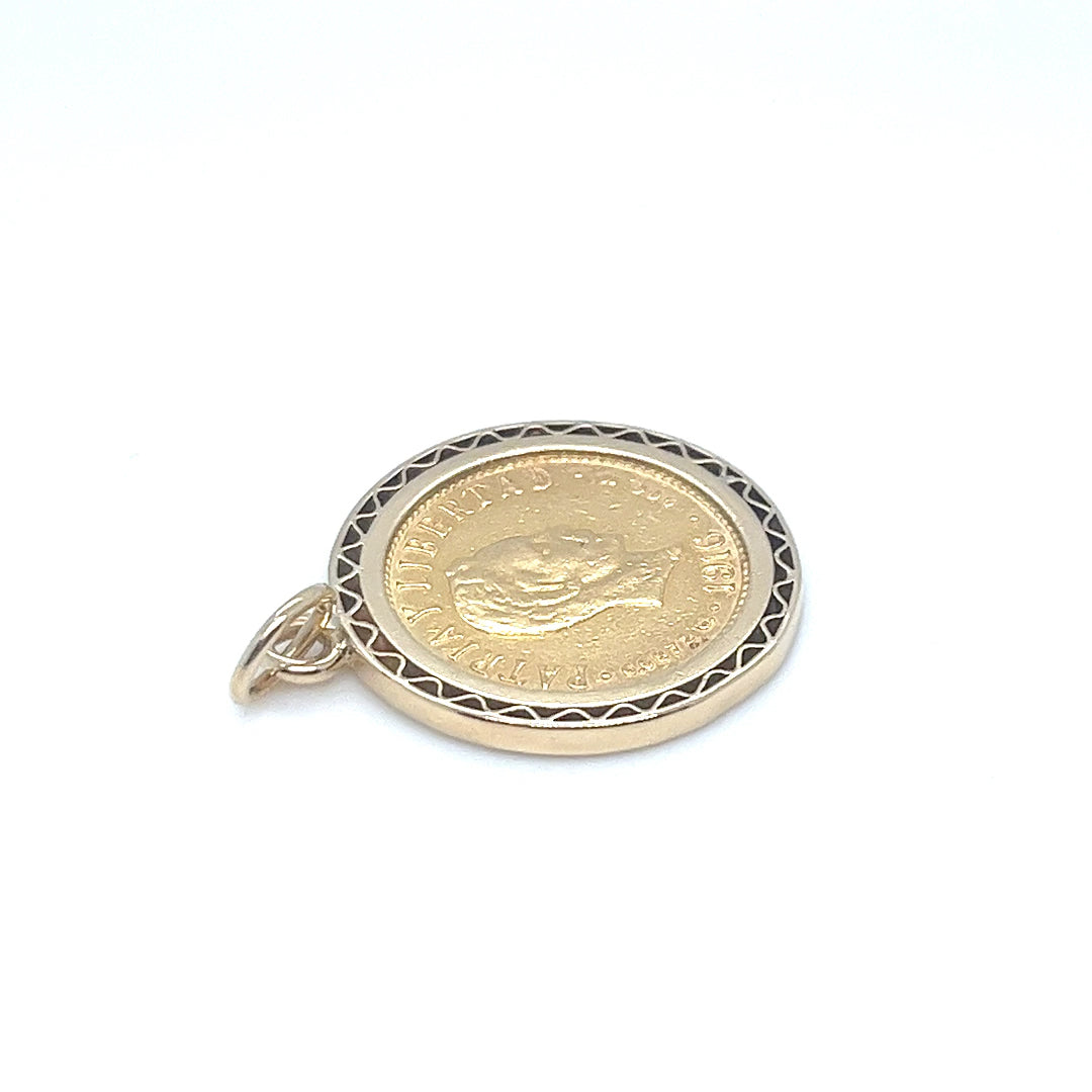 22K Gold Cuatro Pesos Cuban Coin 18K Yellow Gold Bezel Setting