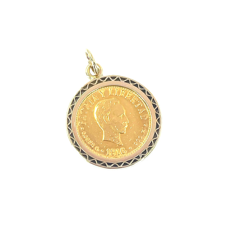 22K Gold Cuatro Pesos Cuban Coin 18K Yellow Gold Bezel Setting