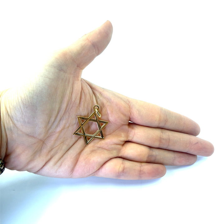 14K Yellow Gold Jewish Star Pendant