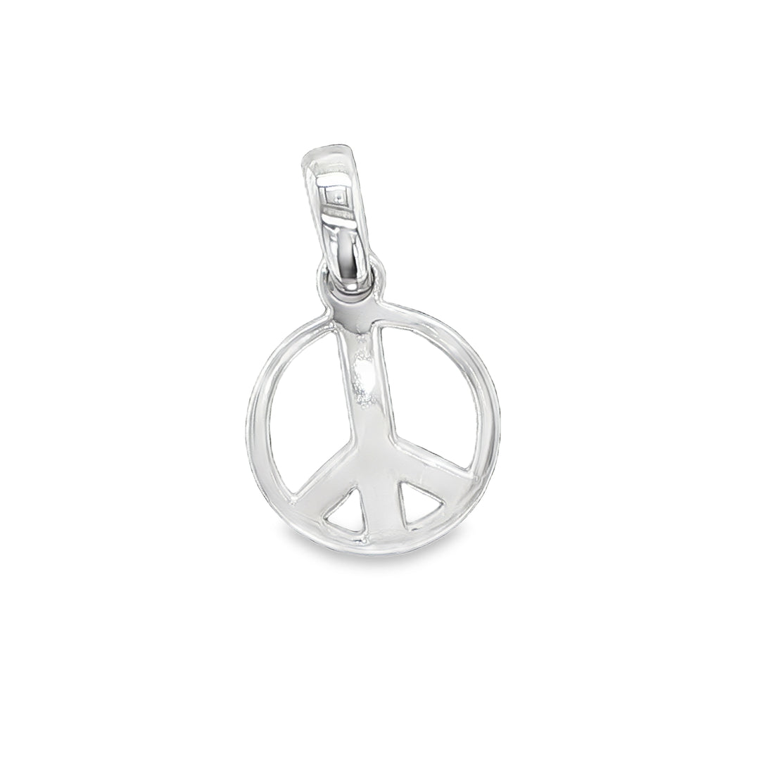 18K White Gold Peace Sign Pendant