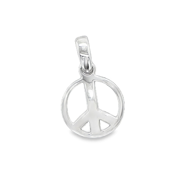 18K White Gold Peace Sign Pendant