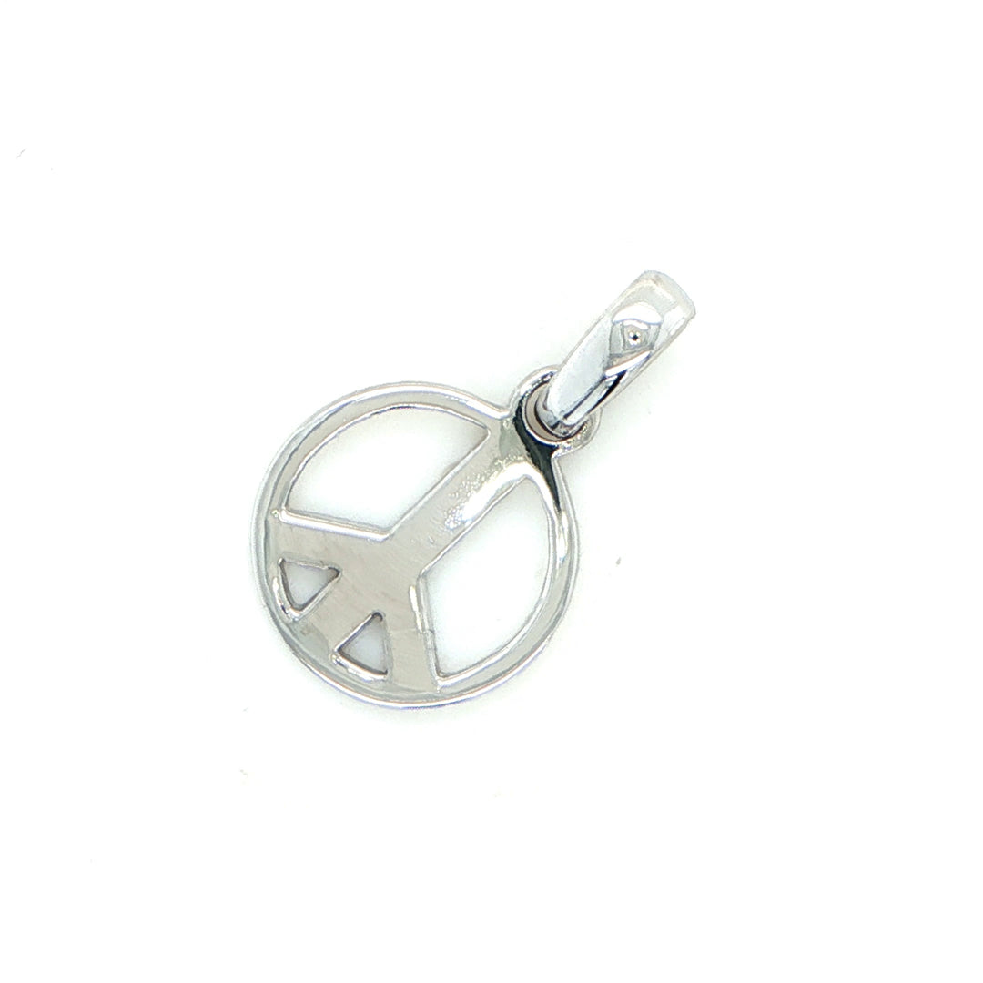 18K White Gold Peace Sign Pendant