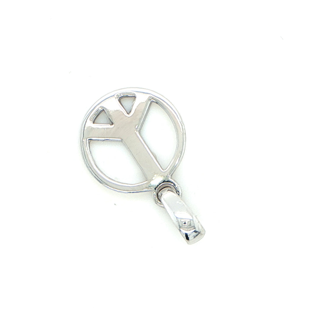 18K White Gold Peace Sign Pendant