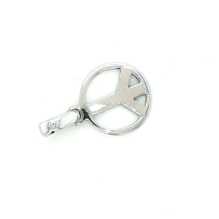 18K White Gold Peace Sign Pendant