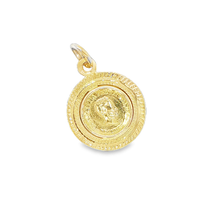 18K Yellow Gold Cuban Coin Pendant