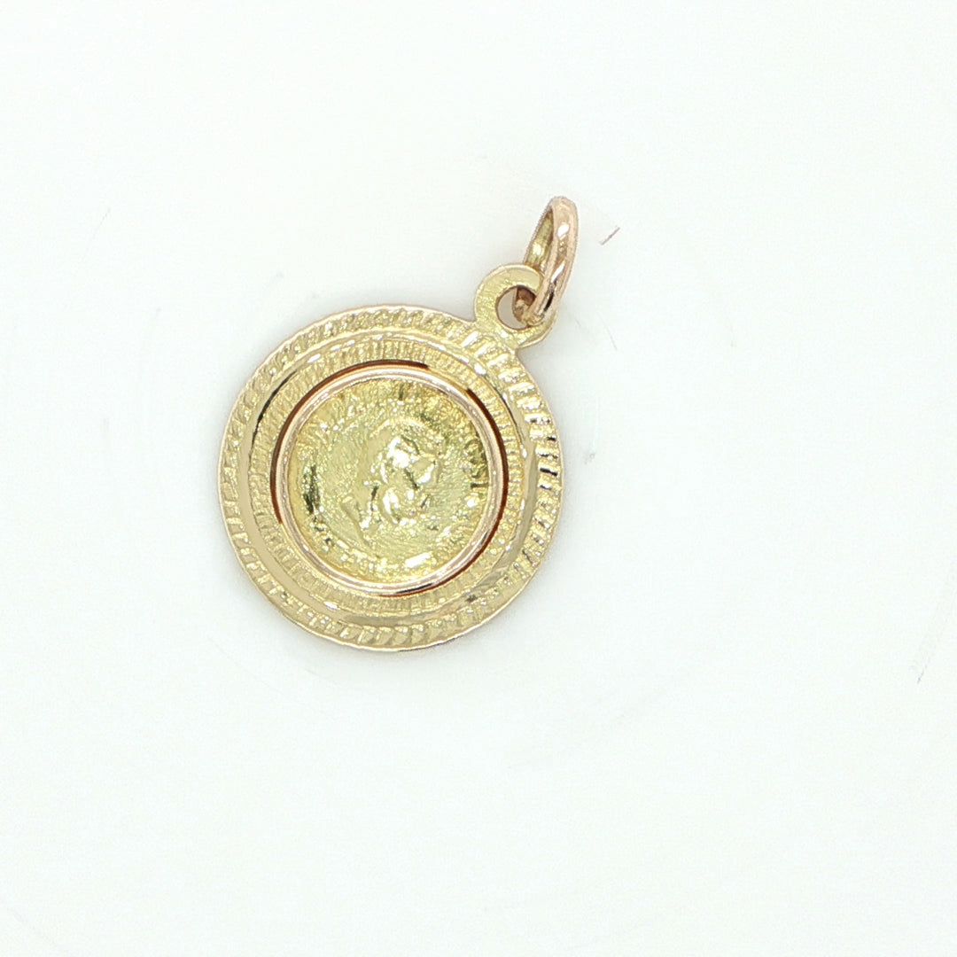 18K Yellow Gold Cuban Coin Pendant