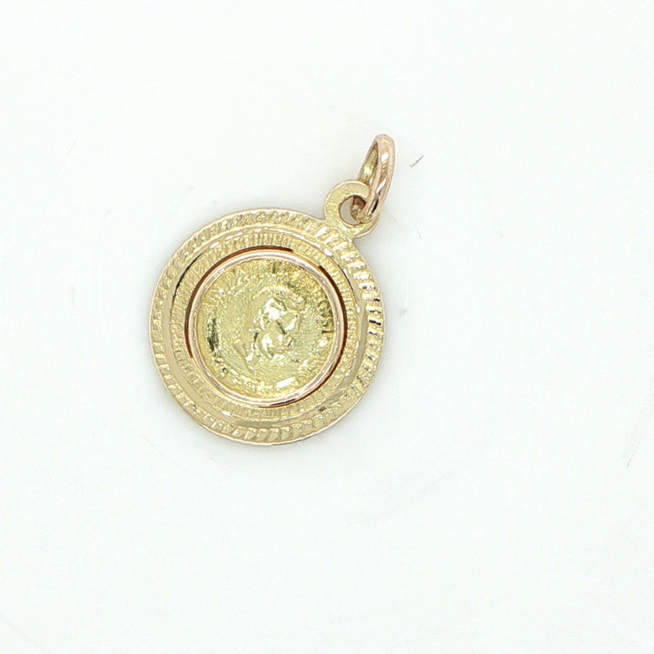 18K Yellow Gold Cuban Coin Pendant