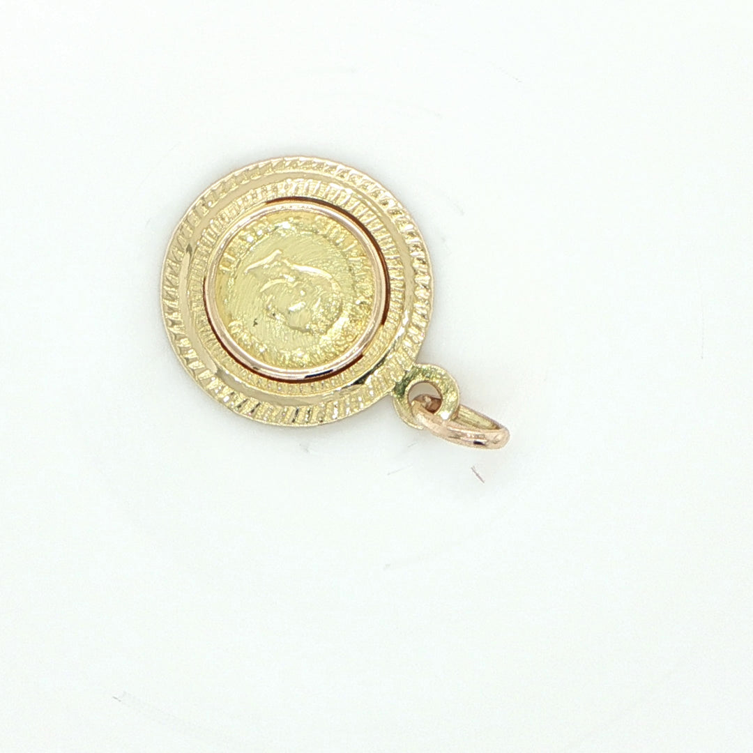 18K Yellow Gold Cuban Coin Pendant