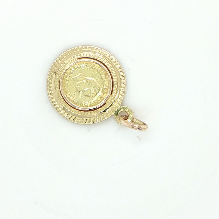 18K Yellow Gold Cuban Coin Pendant