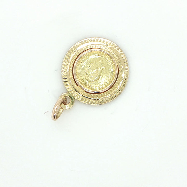 18K Yellow Gold Cuban Coin Pendant