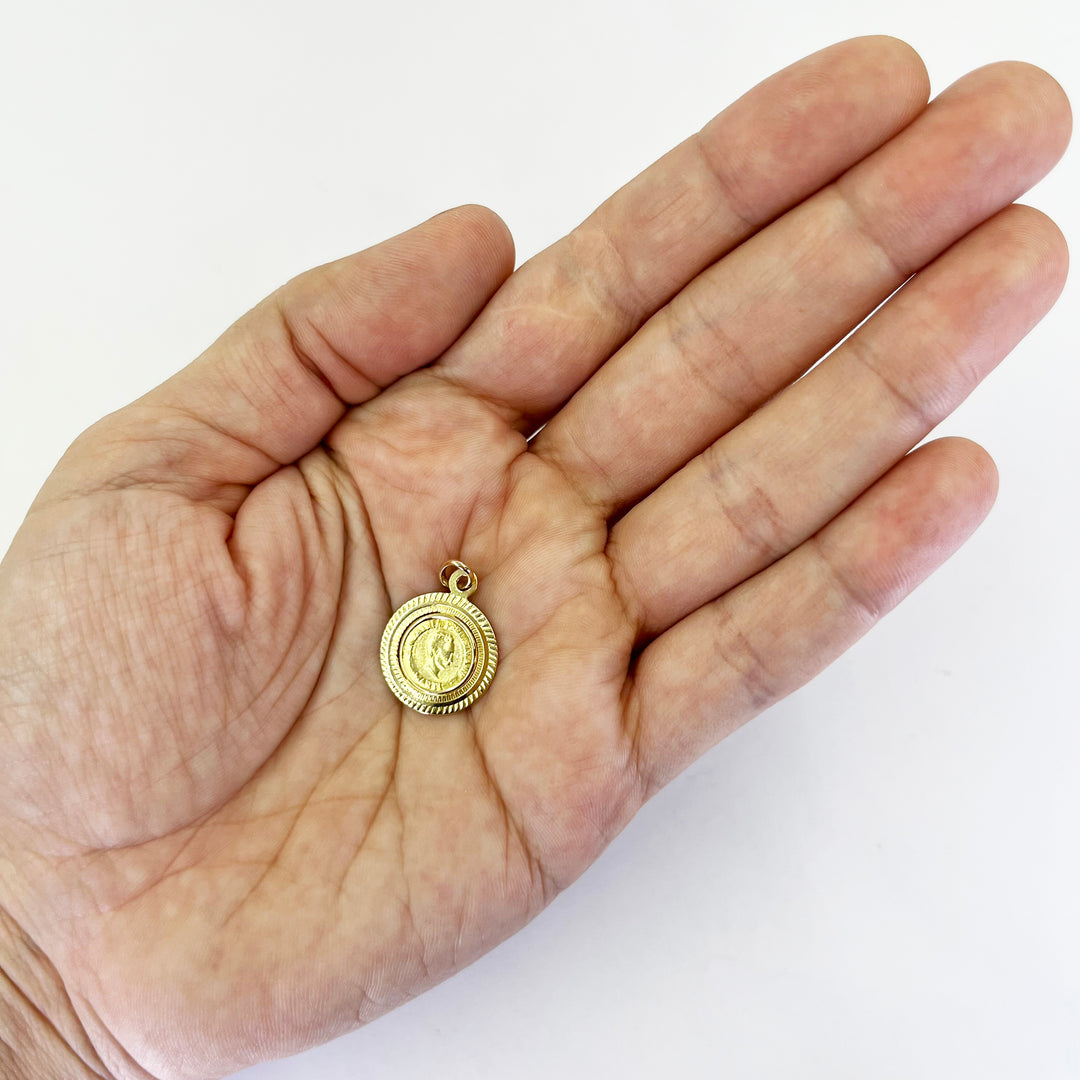 18K Yellow Gold Cuban Coin Pendant
