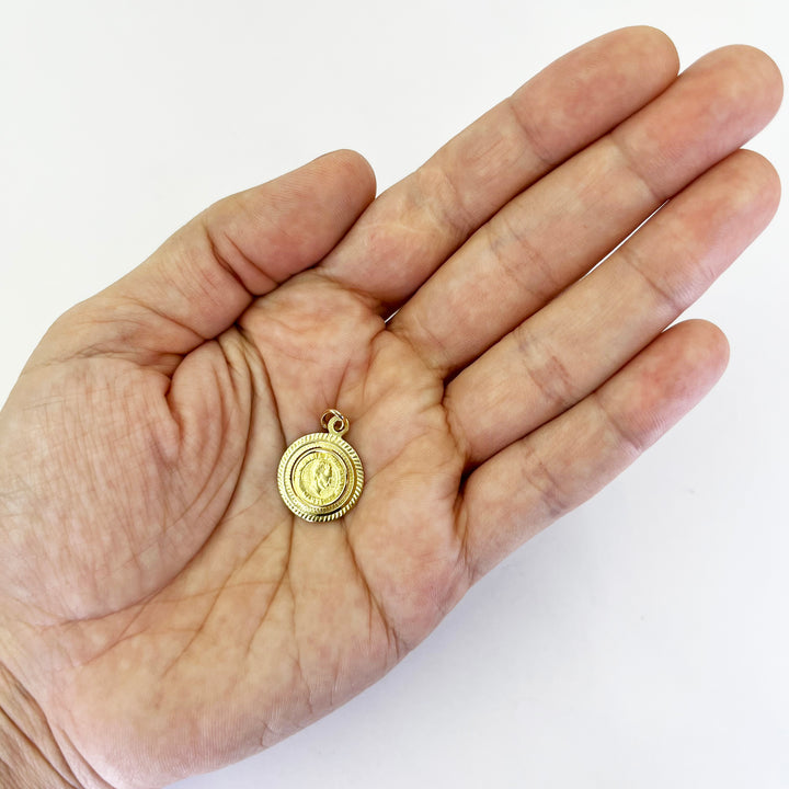 18K Yellow Gold Cuban Coin Pendant