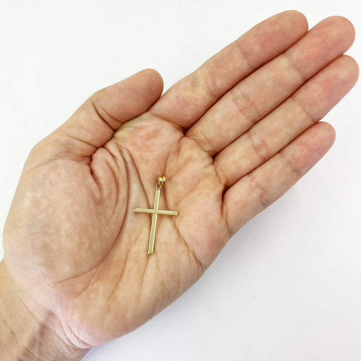 1.25 inch 14K Yellow Gold Cross Pendant