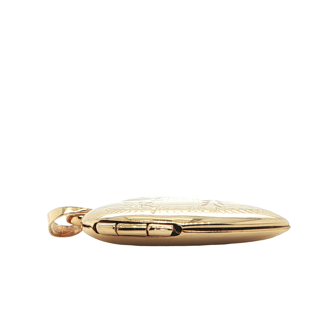14K Yellow Gold Engraved Heart Locket