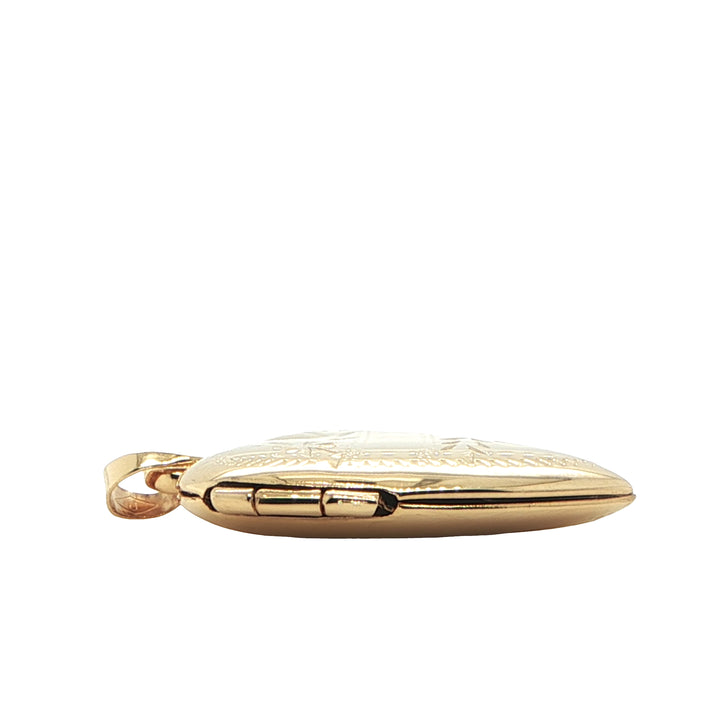 14K Yellow Gold Engraved Heart Locket