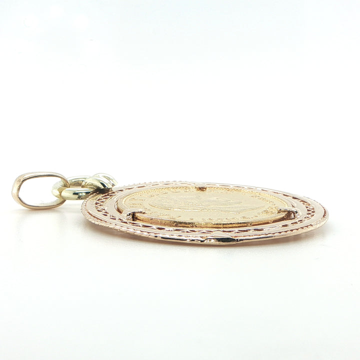 1916 Cuban 10 Peso Coin Pendant in 18K Yellow Gold Frame