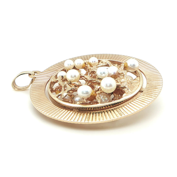 14K Yellow Gold Tree of Life Pearl Pendant