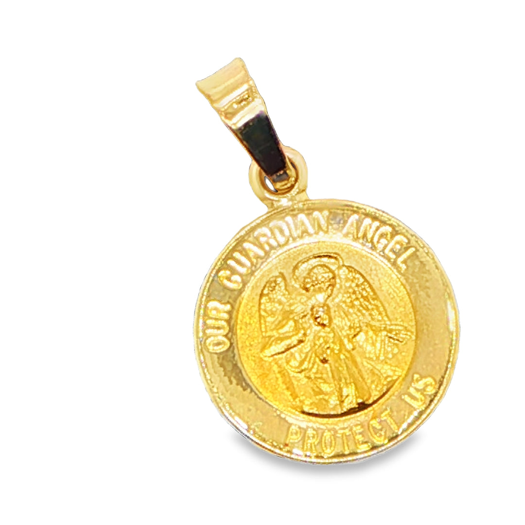 14K Yellow Gold Guardian Angel Pendant Charm