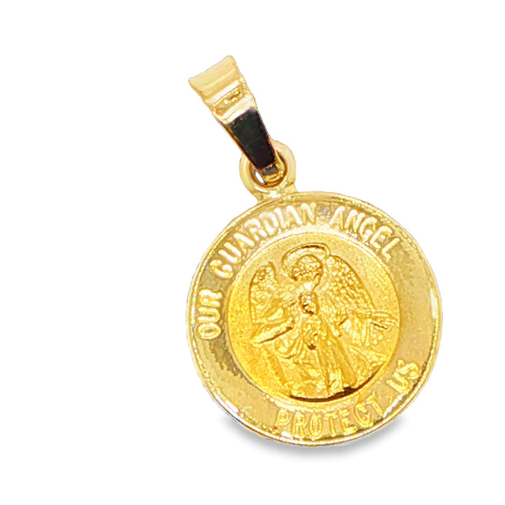 14K Yellow Gold Guardian Angel Pendant Charm