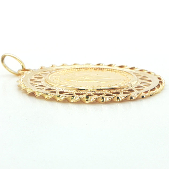1915 Cuban 5 Peso Coin Pendant in 18K Yellow Gold Frame
