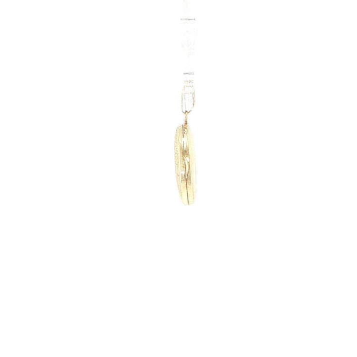 14K Yellow Gold Textured Oval Locket Pendant 22mm