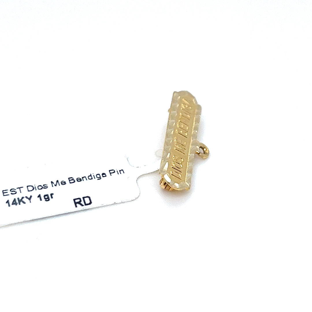 14K Yellow Gold Dios Me Bendiga Pin