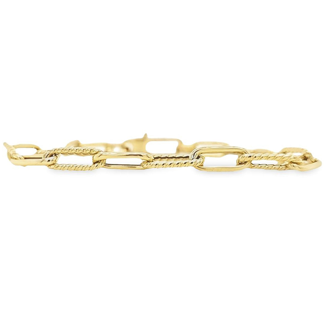 Polished and Fluted Paperclip Link Bracelet