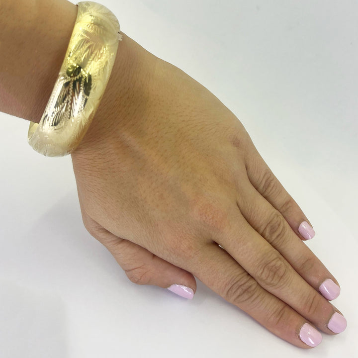 14K Yellow Gold Engraved Bangle