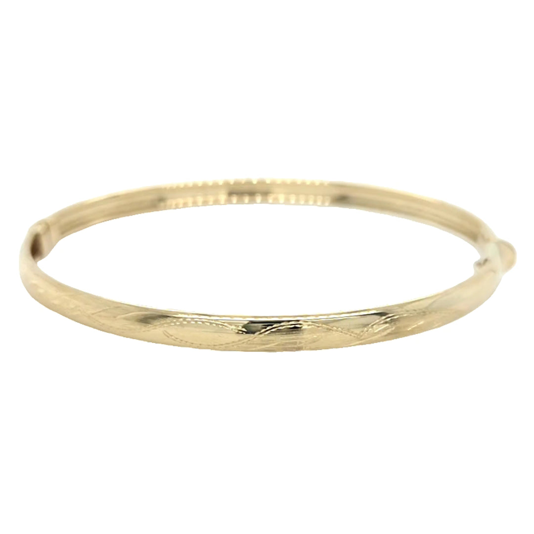 14K Yellow Gold 4.3mm Textured Bangle