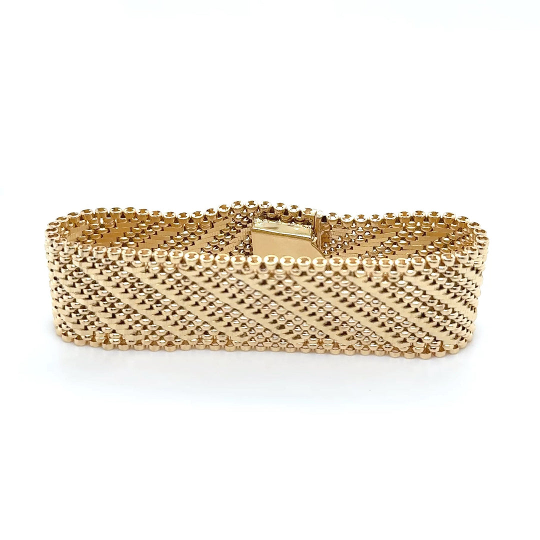 14K Yellow Gold Basket Weave Bracelet