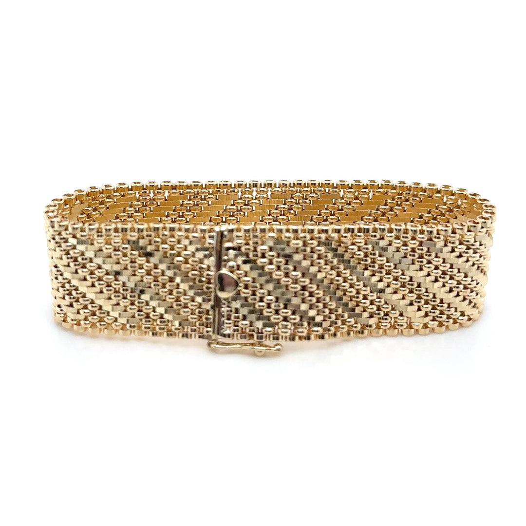 14K Yellow Gold Basket Weave Bracelet
