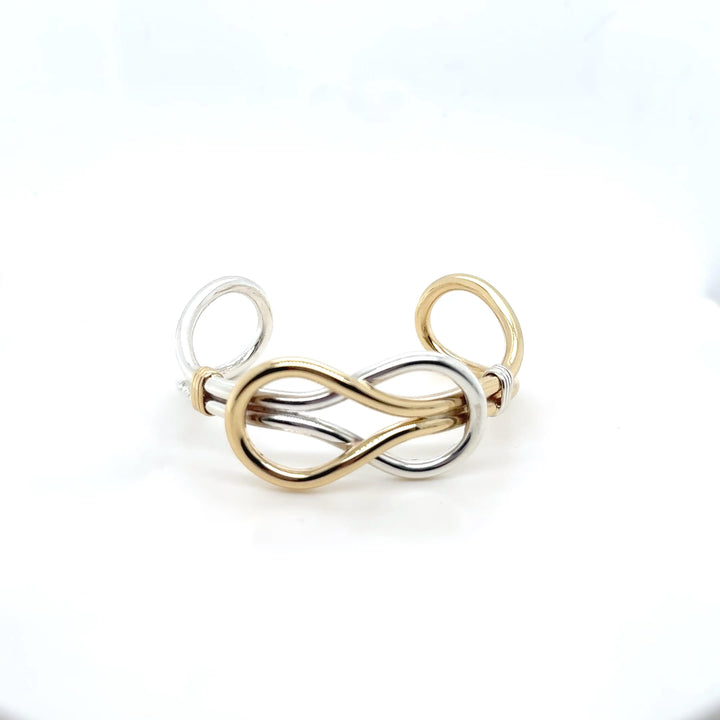 14K Gold & Sterling Silver High Polish Knot Cuff Bracelet