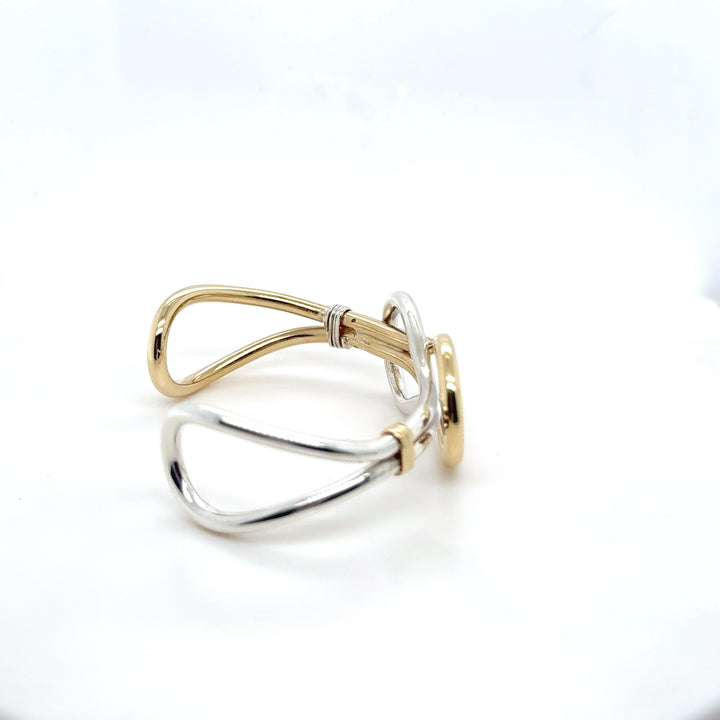 14K Gold & Sterling Silver High Polish Knot Cuff Bracelet