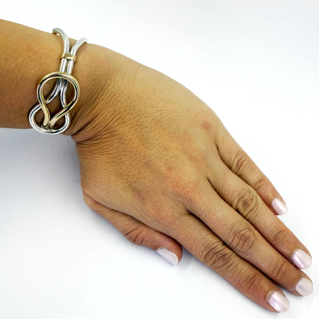 14K Gold & Sterling Silver High Polish Knot Cuff Bracelet