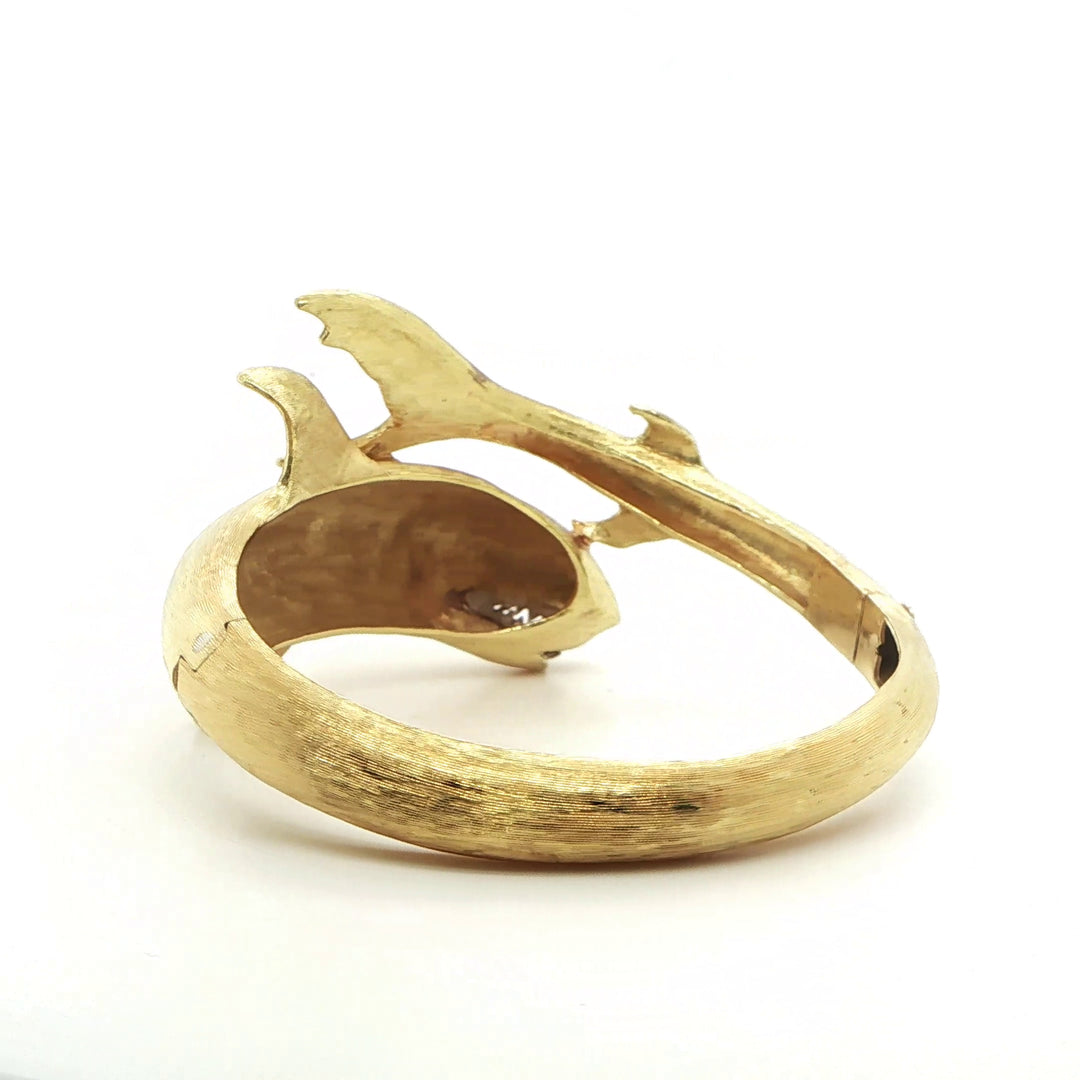 18K Yellow Gold Shark Bangle - Brush Finish