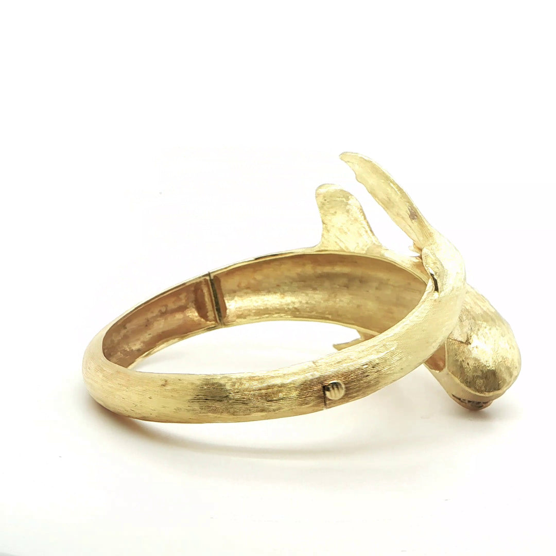 18K Yellow Gold Shark Bangle - Brush Finish