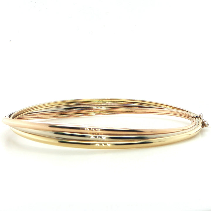 Tricolor Gold Twist Bangle