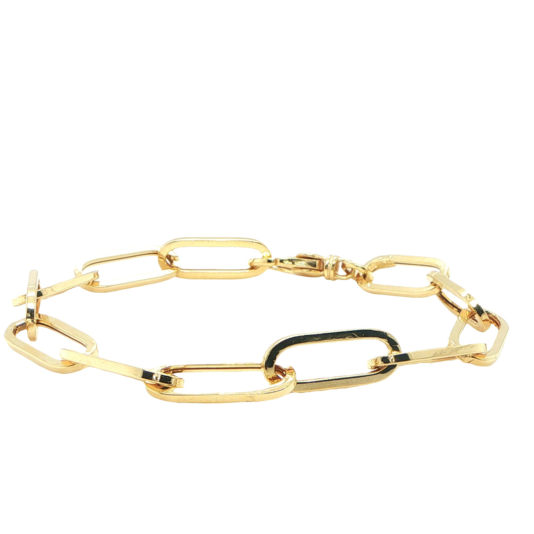 14K Yellow Gold Oval Paperclip Bracelet