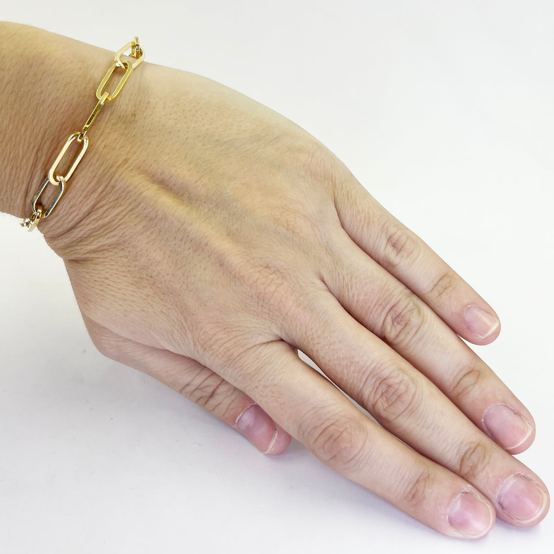 14K Yellow Gold Oval Paperclip Bracelet