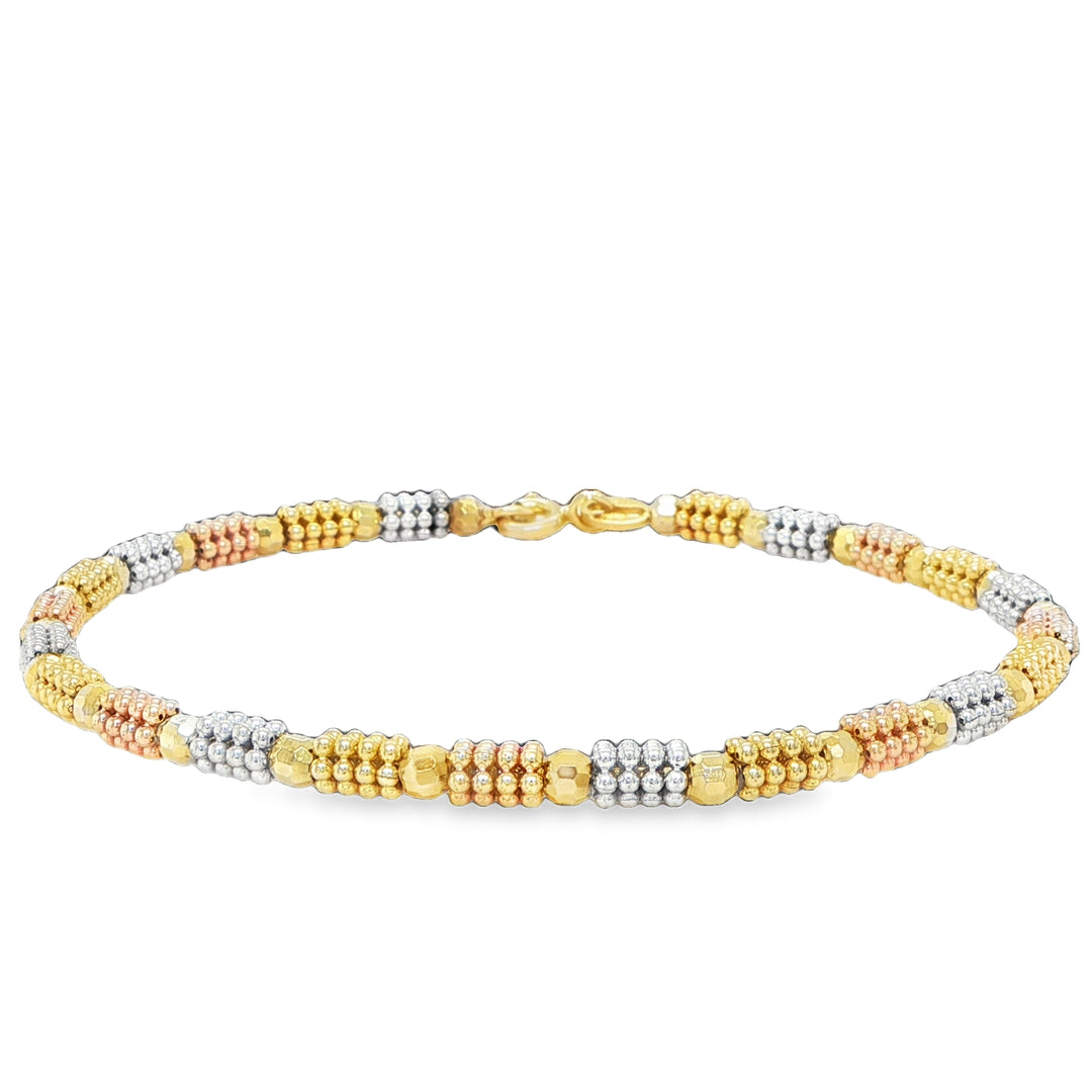 14K Tri-Color Gold 3.2mm Bracelet