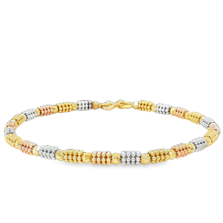 14K Tri-Color Gold 3.2mm Bracelet