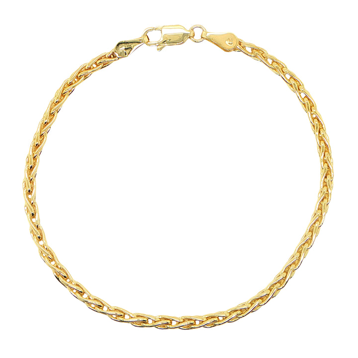 14K Yellow Gold Wheat Chain Bracelet 2.6mm